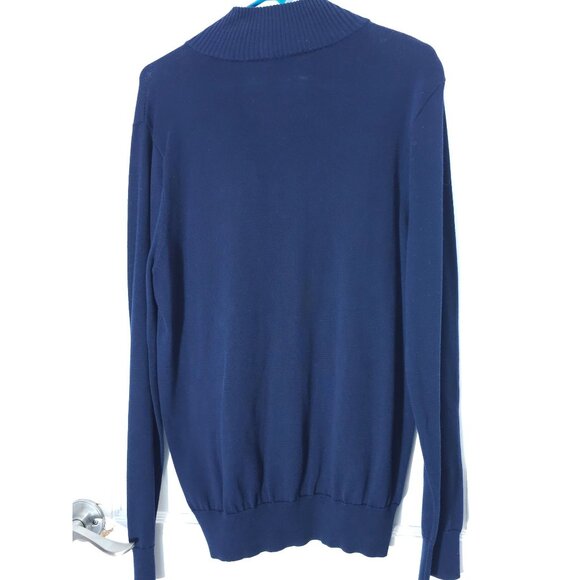 J.Crew Slim Fit Cotton Half-Zip Sweater Dark Blue Ribbed Collar - Picture 14 of 14